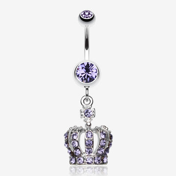 Dazzling Royal Crown Belly Ring-Tanzanite